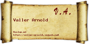 Valler Arnold névjegykártya
